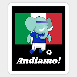 ⚽ Italy Football, Cute Elephant Kicks Ball, Andiamo! Team Spirit Sticker